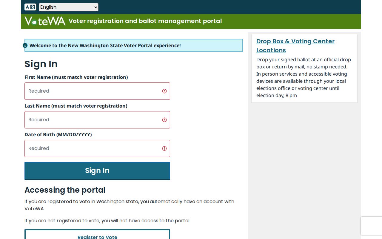 Mount Vernon voter registration lookup on VoteWA