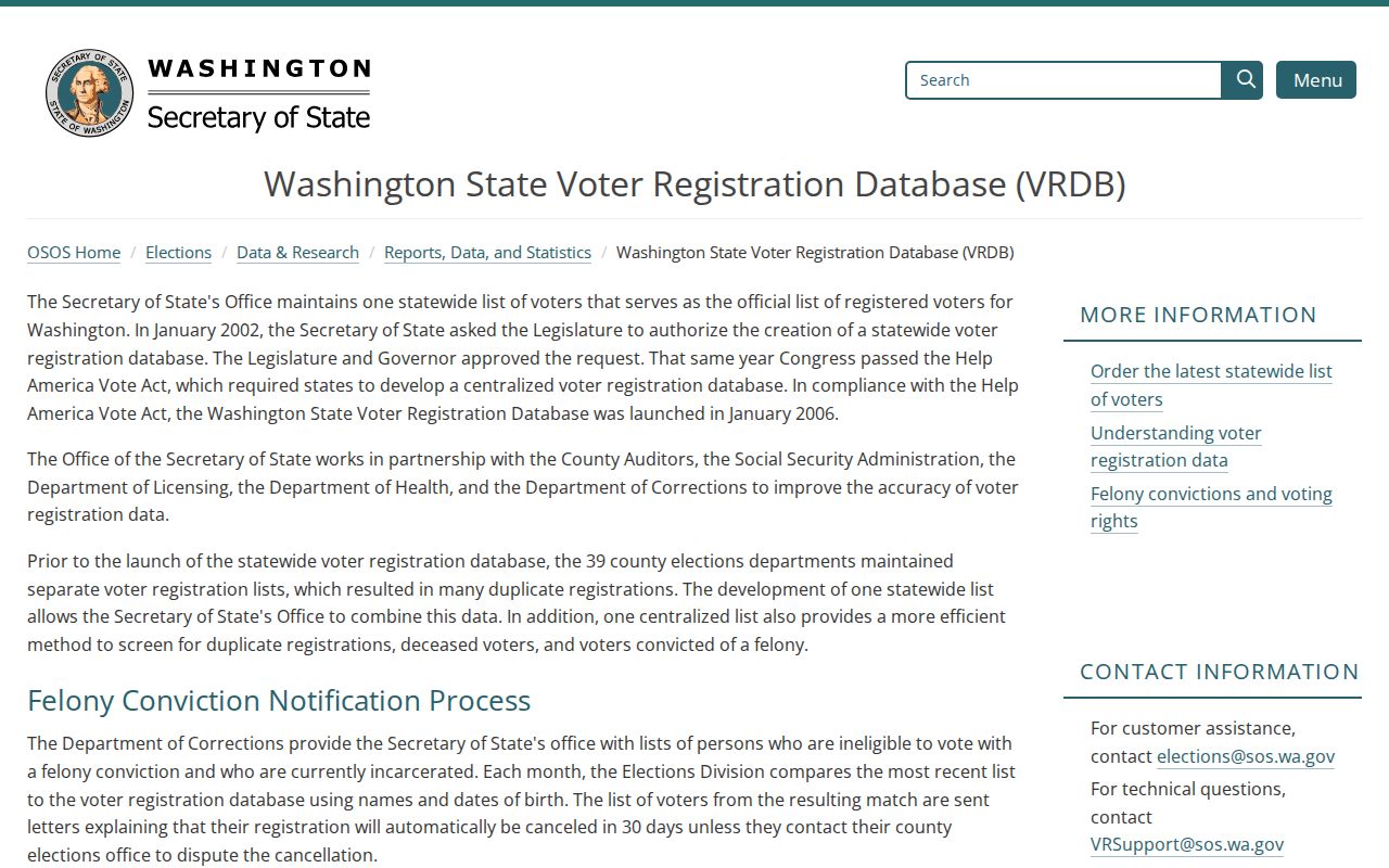 Washington VRDB information for Mount Vernon voter registration records